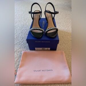 Stuart Weitzman Black Heels with Pearl Accents